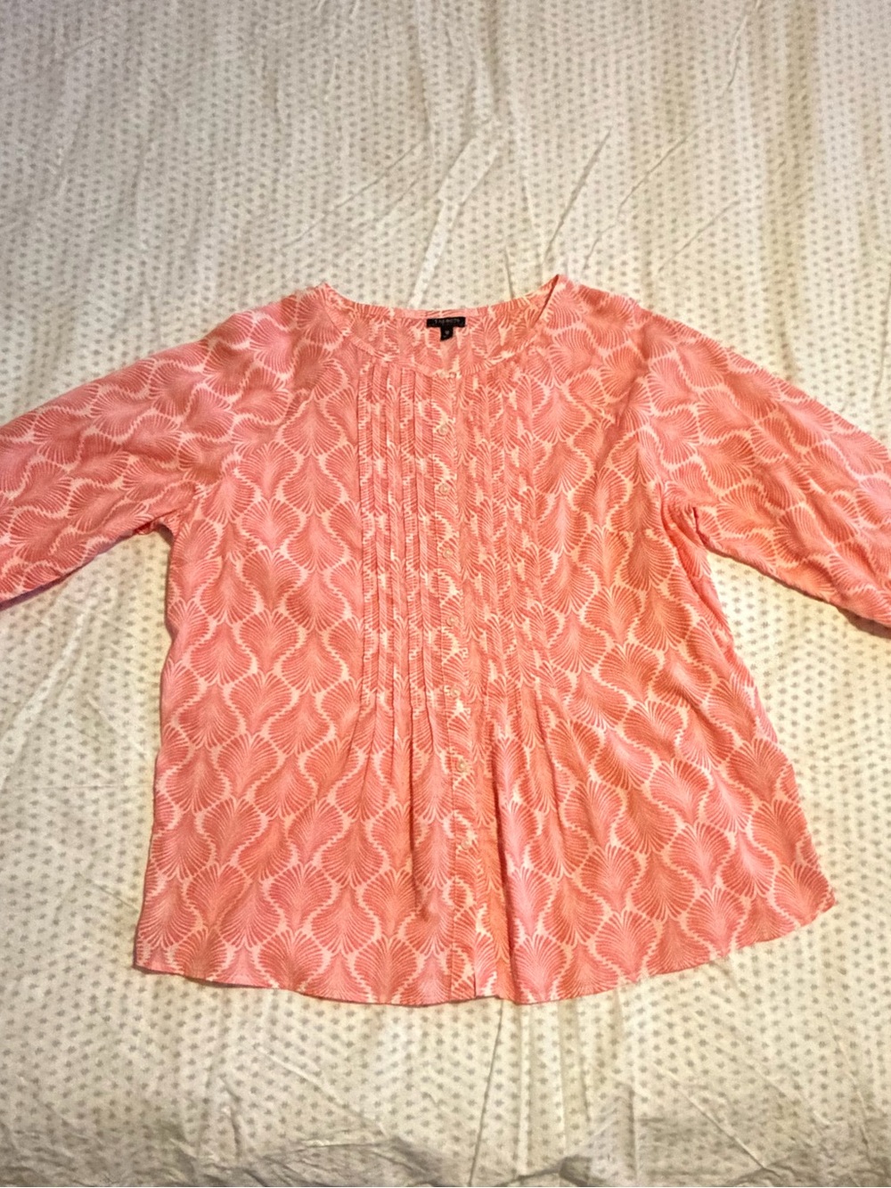 Talbots Coral-White Patterned Blouse